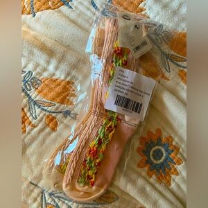 Free People Garden Brunch Crew Socks Two-Pack in Apricot & Coral